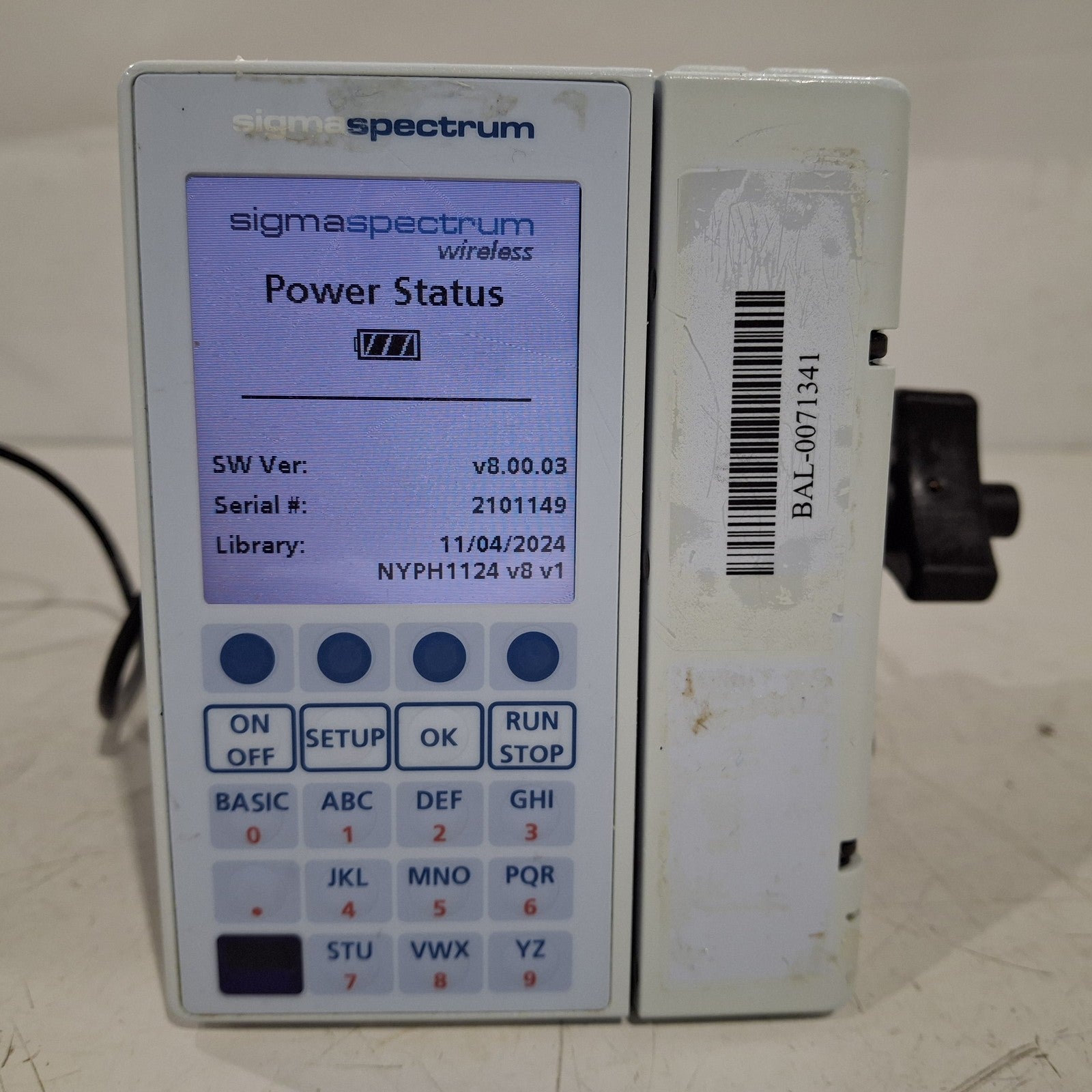 Baxter Sigma Spectrum 8.00.03 w/o Battery Infusion Pump