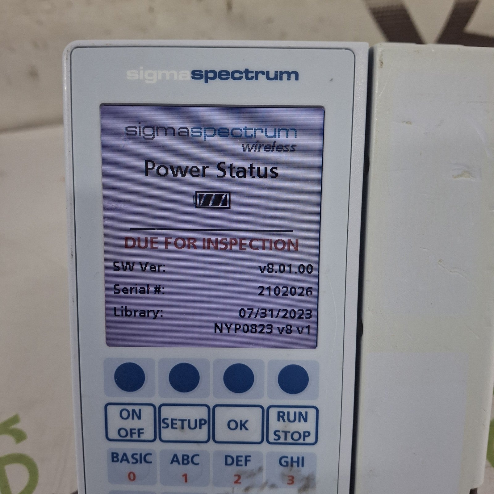 Baxter Sigma Spectrum 8.01.00 w/o Battery Infusion Pump