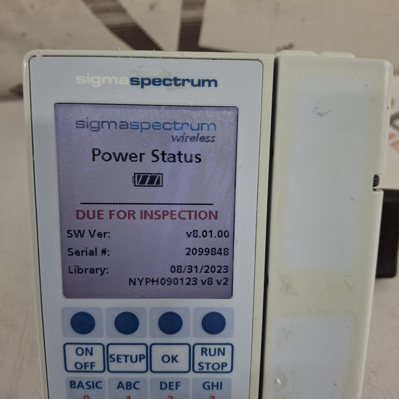Baxter Sigma Spectrum 8.01.00 w/o Battery Infusion Pump