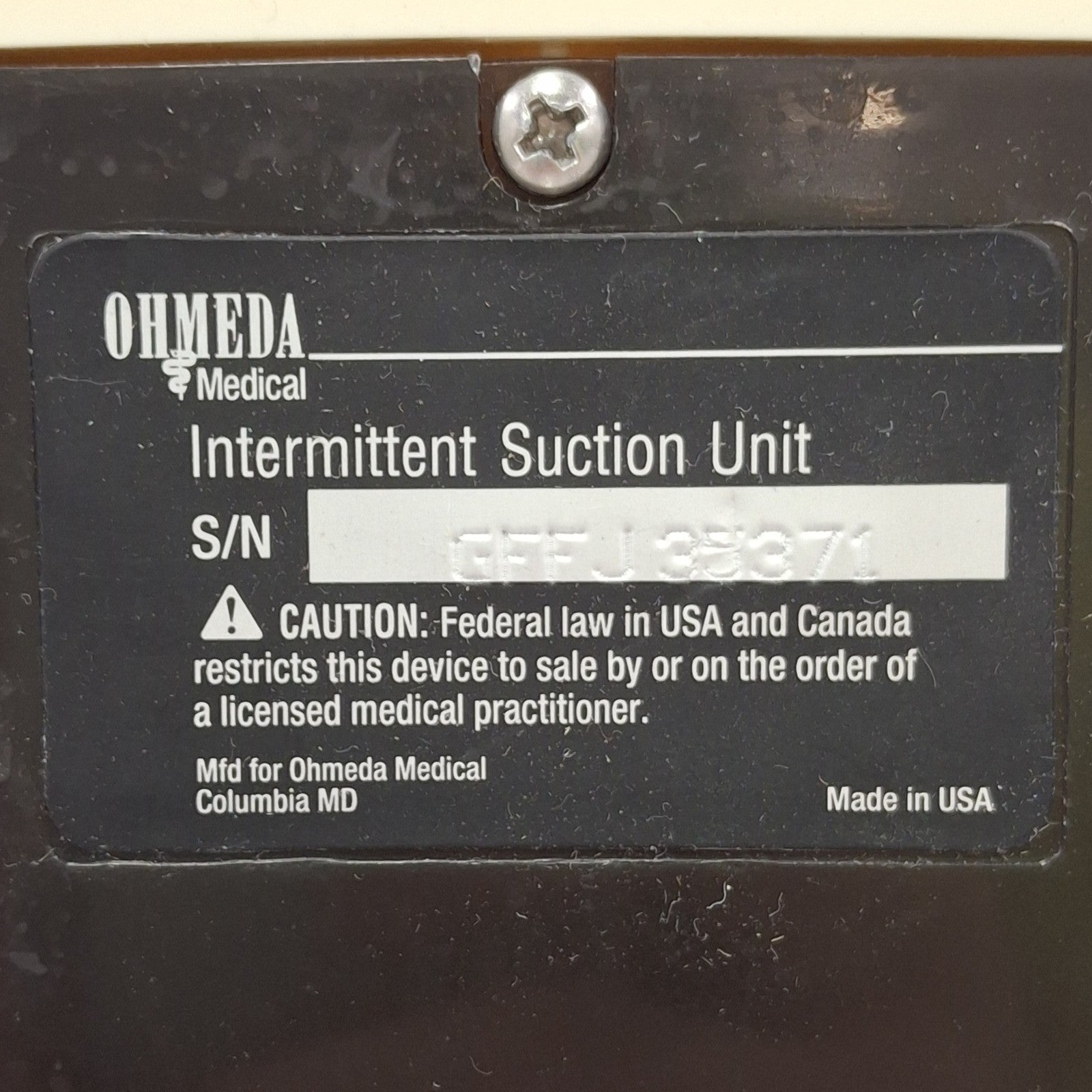 Ohmeda Medical 200 Intermittent Suction Unit