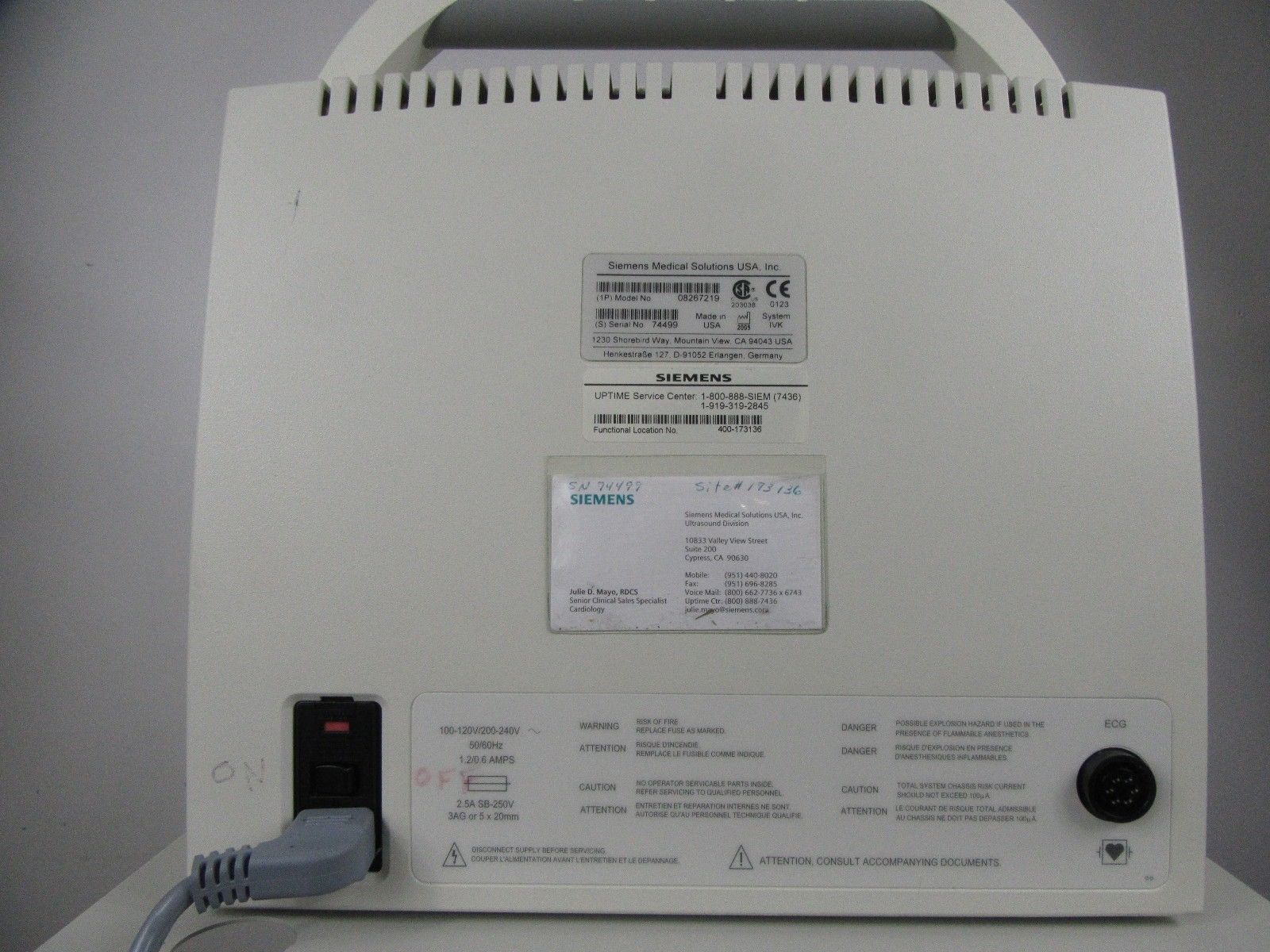 Acuson Cypress Ultrasound W/ Trolley / Cart DIAGNOSTIC ULTRASOUND MACHINES FOR SALE