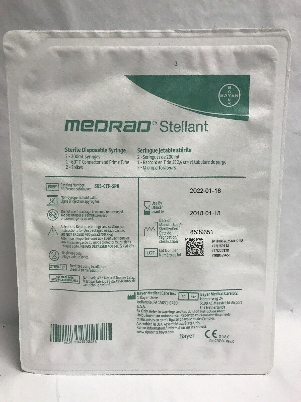 Bayer Medrad® Stellant® Disposable Sterile Disposable Syringes (8KMD) DIAGNOSTIC ULTRASOUND MACHINES FOR SALE