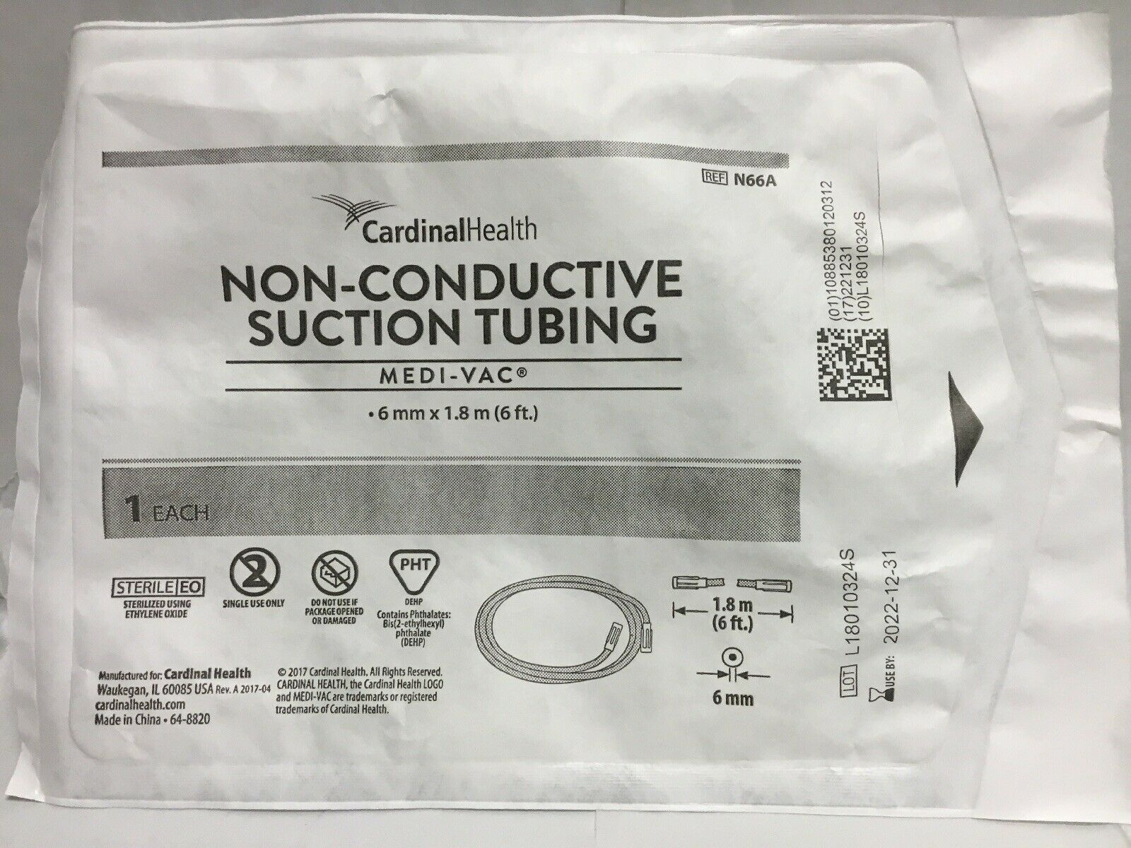 CARDINAL HEALTH Medi-Vac Non-Conductive Suction Tube N66A--Lot of 45 (74KMD) DIAGNOSTIC ULTRASOUND MACHINES FOR SALE