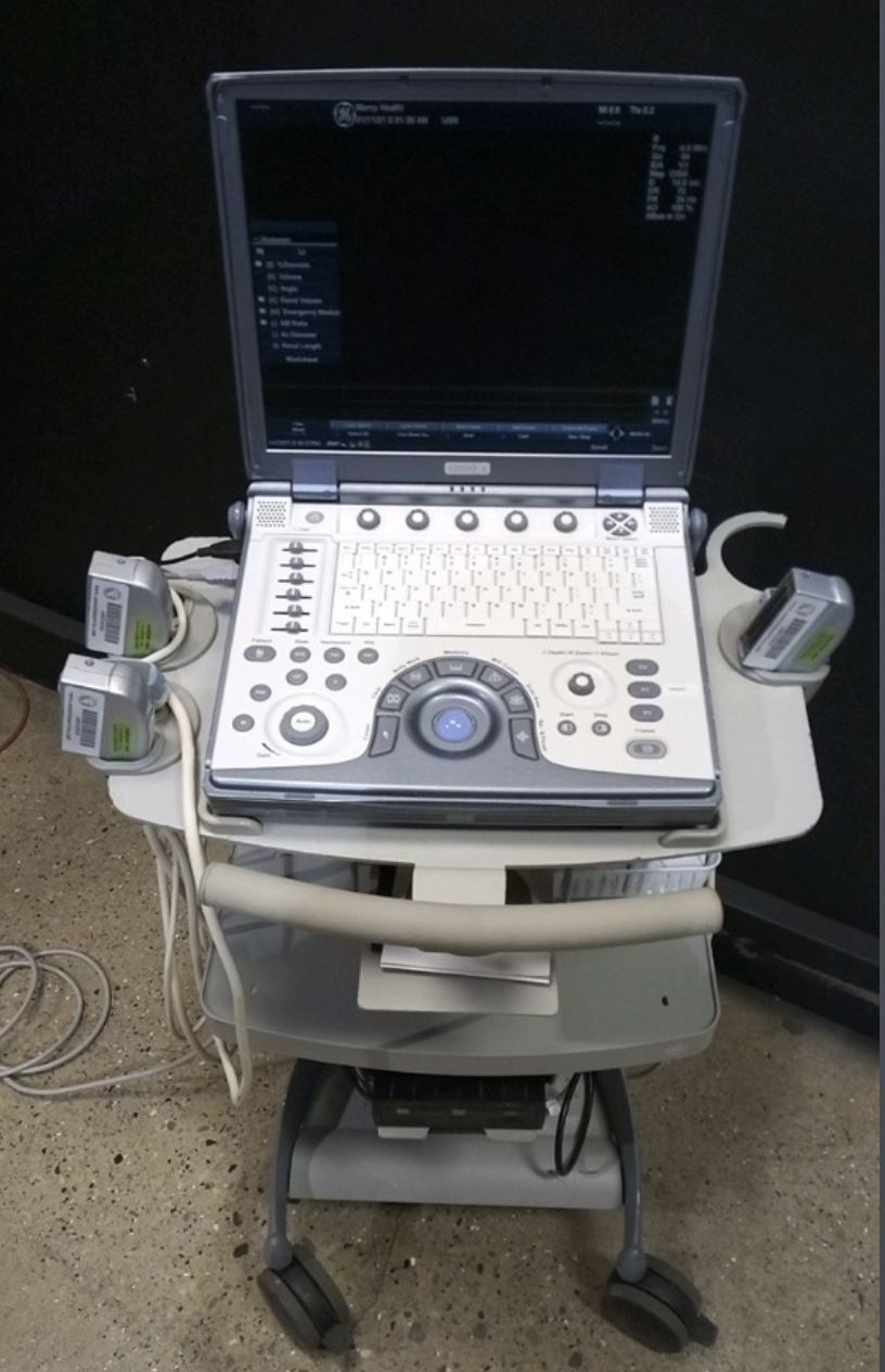 GE LOGIQ E PORTABLE ULTRASOUND MACHINE WITH 3 PROBES (3S,12L,4C) DIAGNOSTIC ULTRASOUND MACHINES FOR SALE