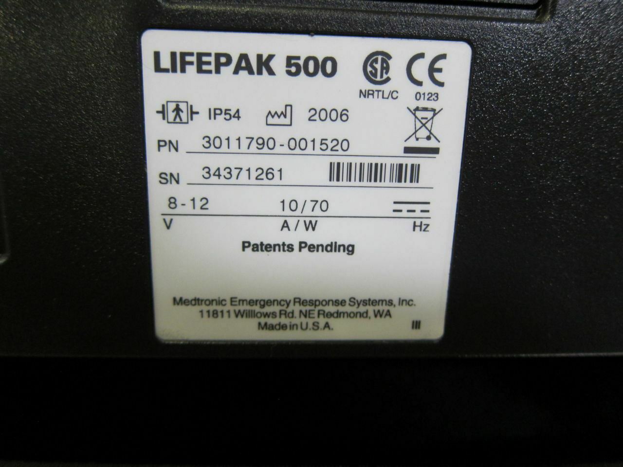 Medtronic Lifepak 500 AED In Carrying Case 3011790-001520 (641DM) DIAGNOSTIC ULTRASOUND MACHINES FOR SALE