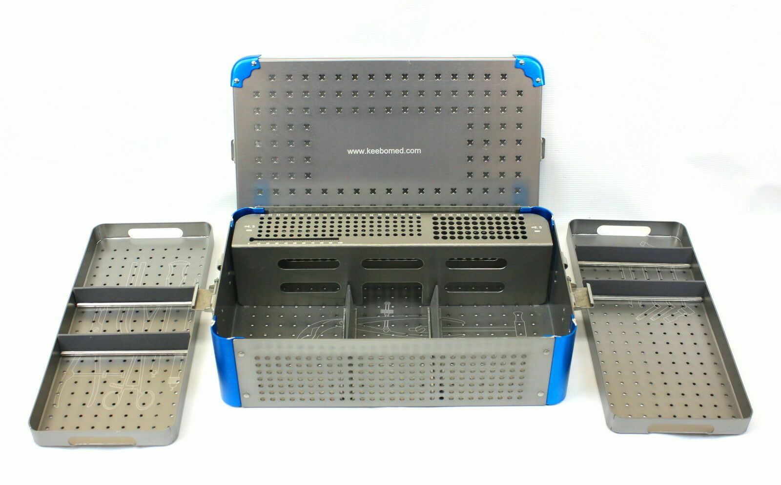 Orthopedic Instrument Empty Case w/trays & rack for 4.5-6.5 mm screws - KeeboMed DIAGNOSTIC ULTRASOUND MACHINES FOR SALE