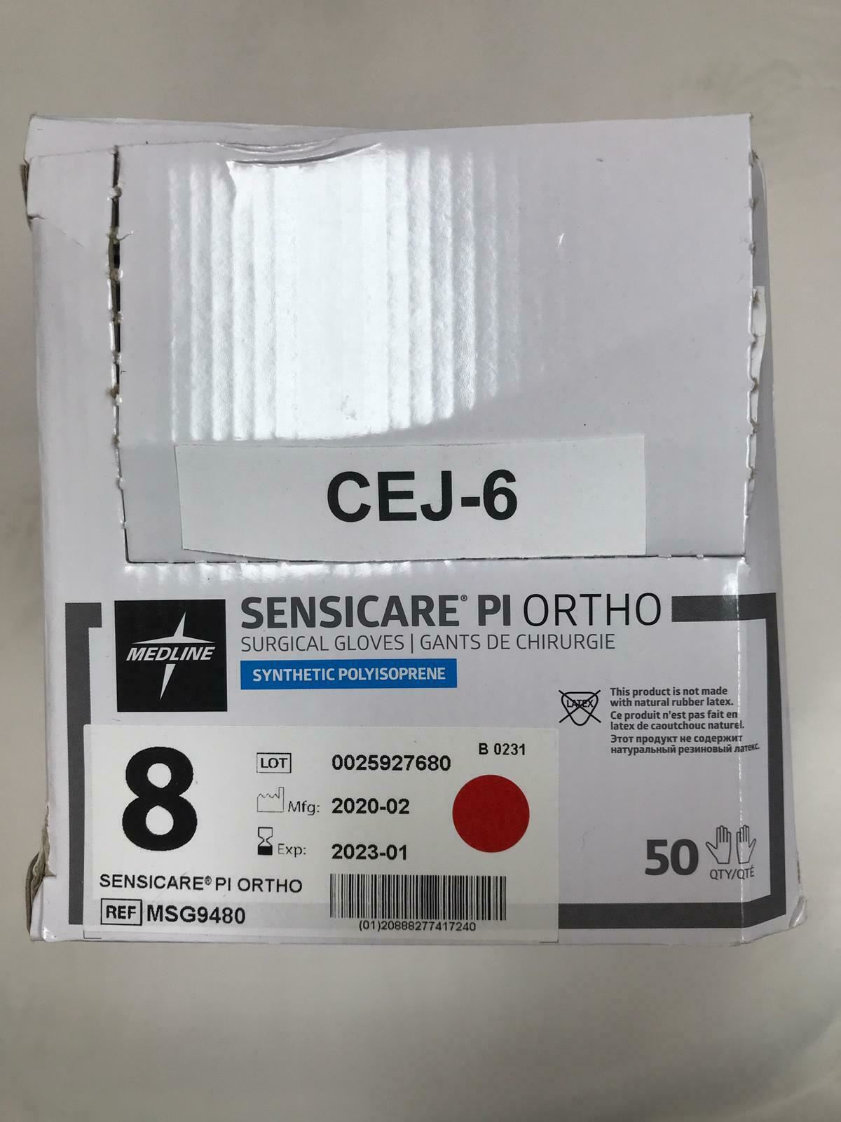 Medline Sensicare PI Ortho Surgical Gloves MSG9480 8 - 50 Count in Box  | CEJ-6 DIAGNOSTIC ULTRASOUND MACHINES FOR SALE