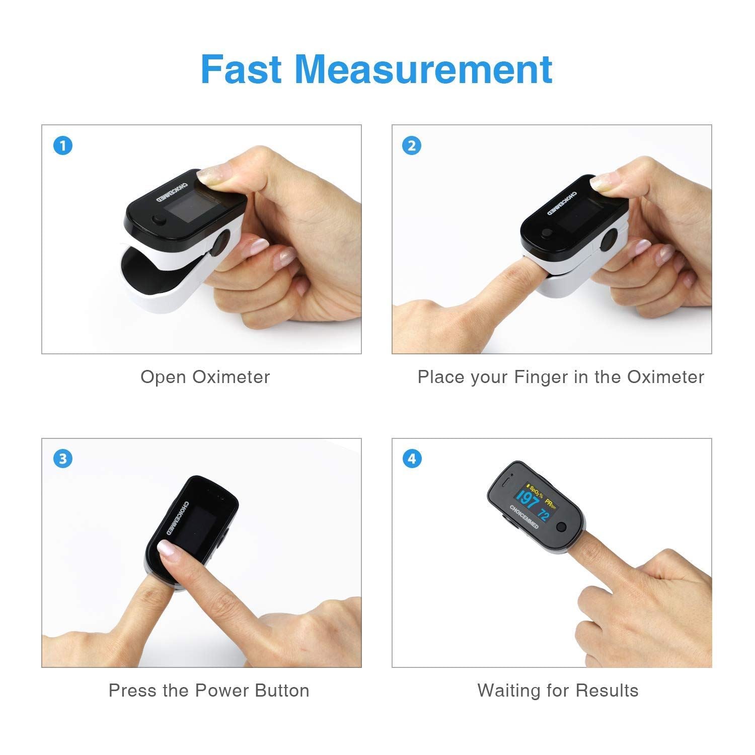 CHOICEMMED Black Dual Color OLED Finger Pulse Oximeter - Blood Oxygen Saturation DIAGNOSTIC ULTRASOUND MACHINES FOR SALE