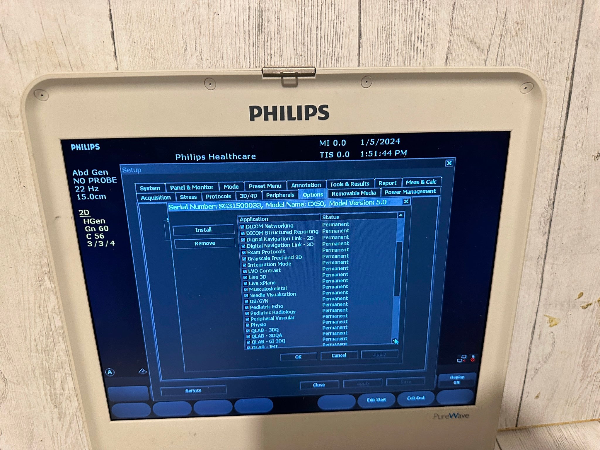 Philips CX50 2015 Portable Ultrasound Rev 5.0.0 All Options Opened Warranty DIAGNOSTIC ULTRASOUND MACHINES FOR SALE