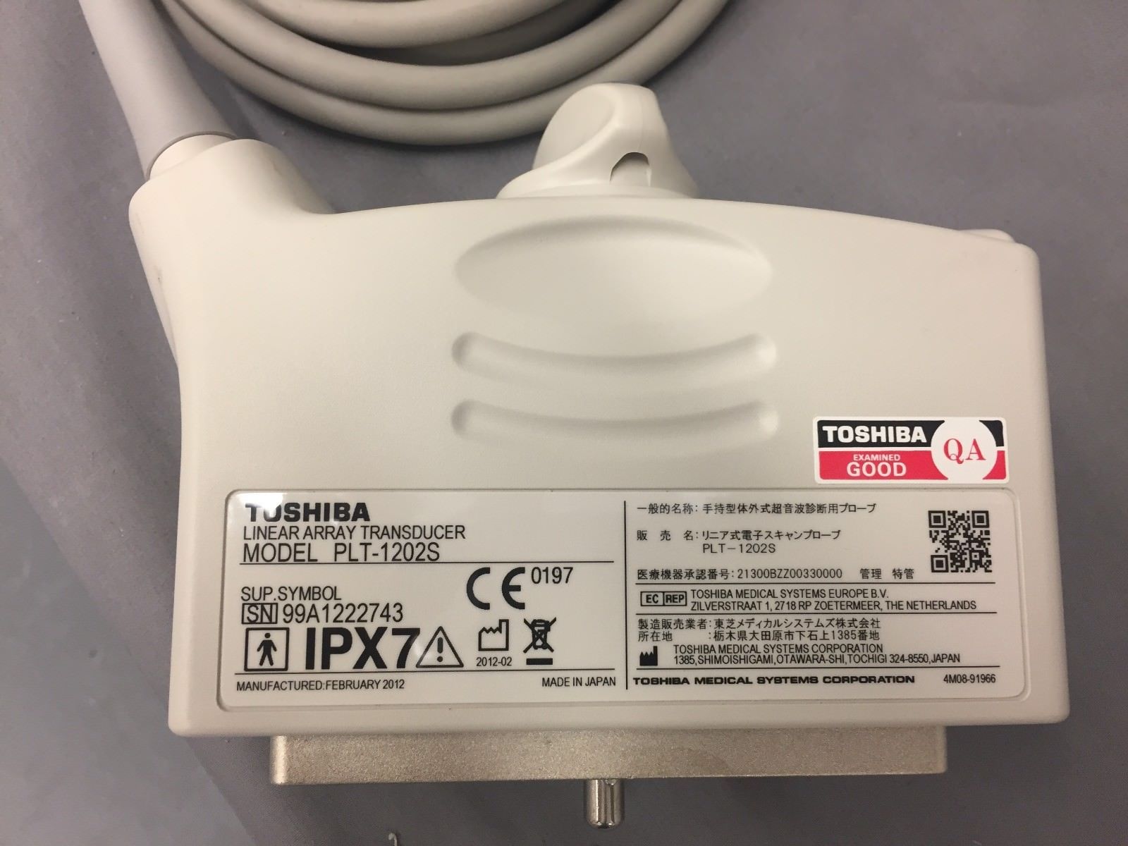 Toshiba PLT-1202S Ultrasound Transducer DIAGNOSTIC ULTRASOUND MACHINES FOR SALE