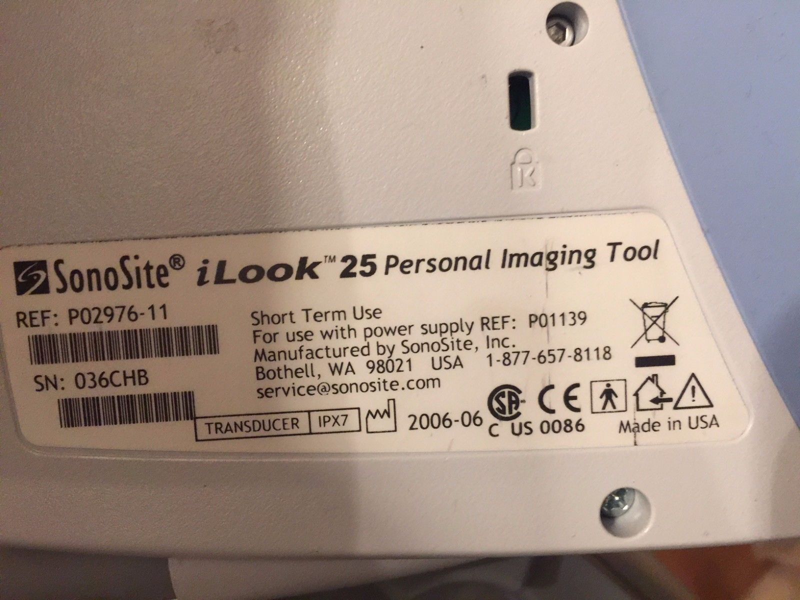 Ultrasound Sonosite iLook 25 with Linear Probe and Stand DOM2006 DIAGNOSTIC ULTRASOUND MACHINES FOR SALE