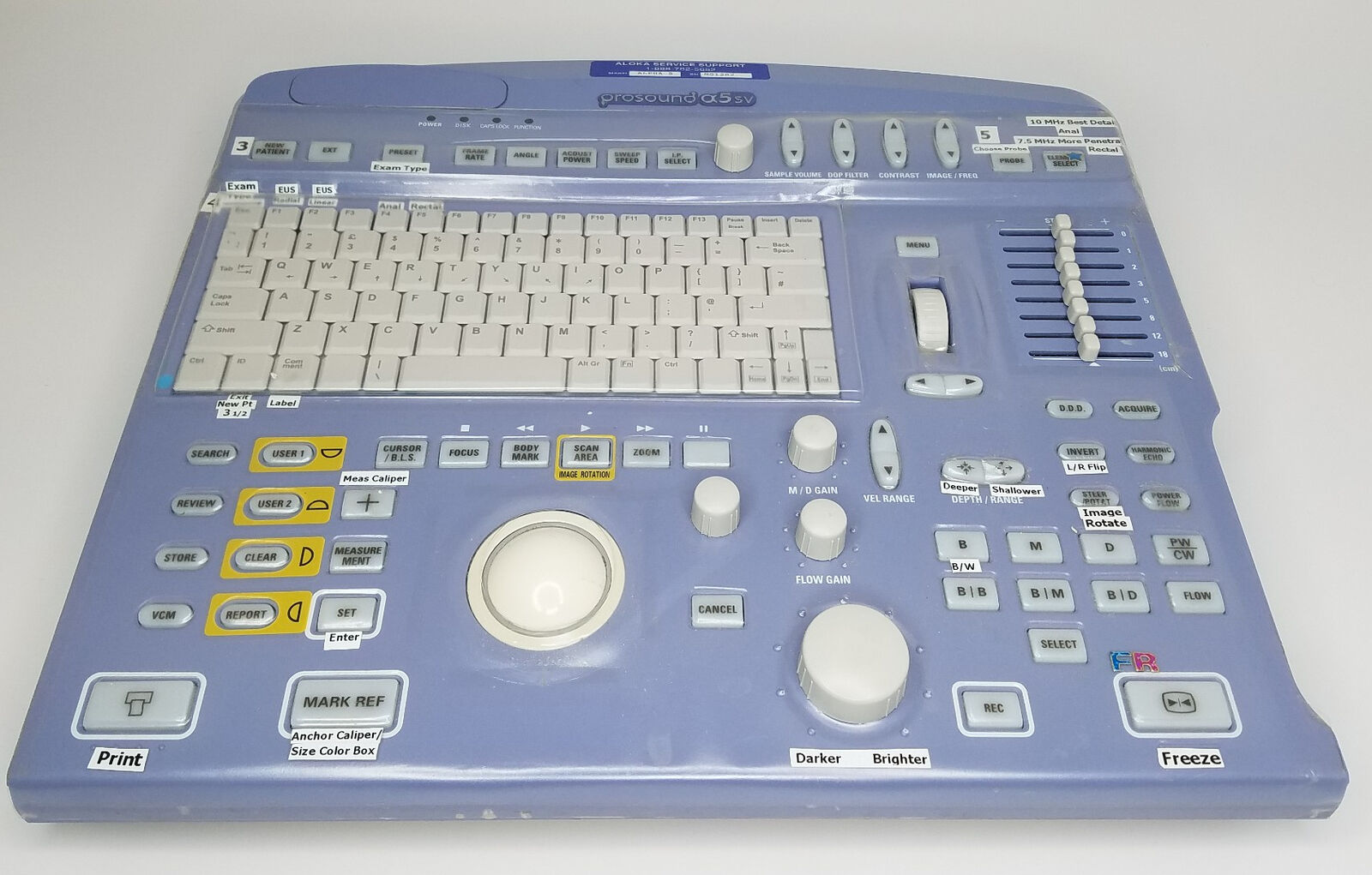 Ultrasound ALPHAV 5 ProsoundAloka SSD-5 Keyboard DIAGNOSTIC ULTRASOUND MACHINES FOR SALE