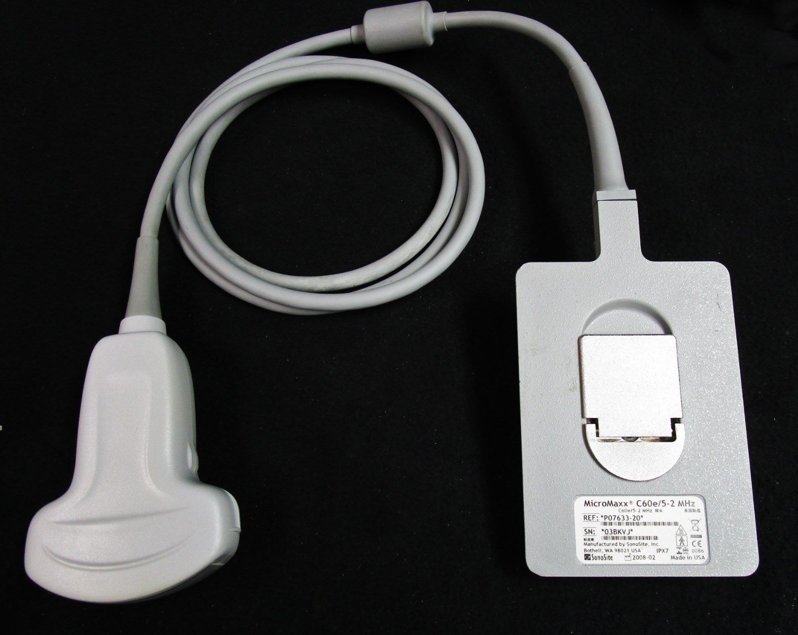 Sonosite MicroMaxx Ultrasound Probe Transducer C60e/5-2 MHZ  Ref: P07633-20 DIAGNOSTIC ULTRASOUND MACHINES FOR SALE