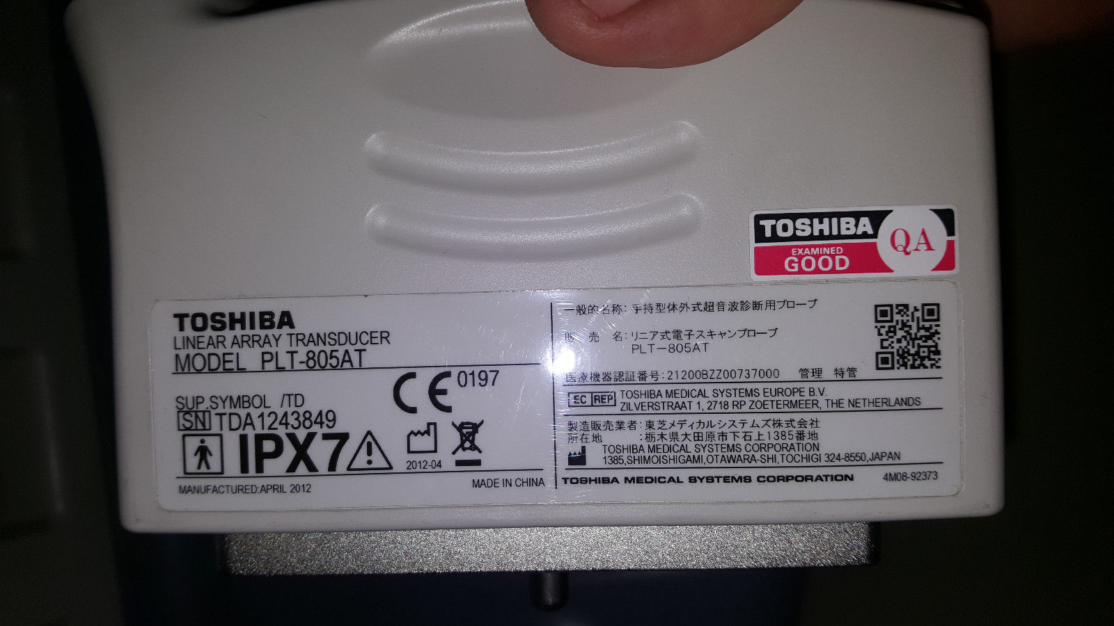 Toshiba PLT-805AT 6.2-12Mhz Linear Ultrasound transducer DIAGNOSTIC ULTRASOUND MACHINES FOR SALE