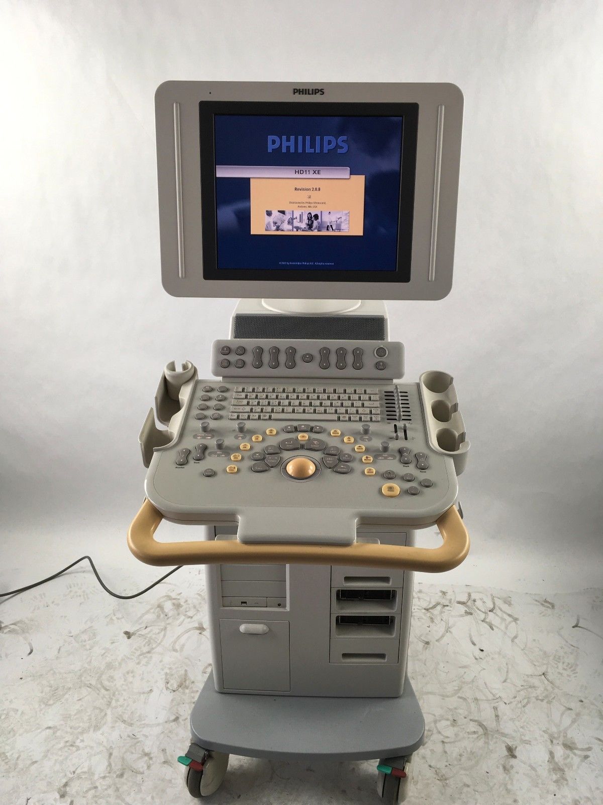 a computer sitting on top of a cart