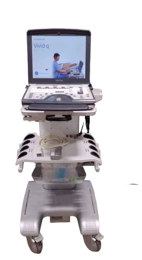 GE VIVID Q PORTABLE ULTRASOUND MACHINE WITH CART 2012 BT12 VERSION DIAGNOSTIC ULTRASOUND MACHINES FOR SALE